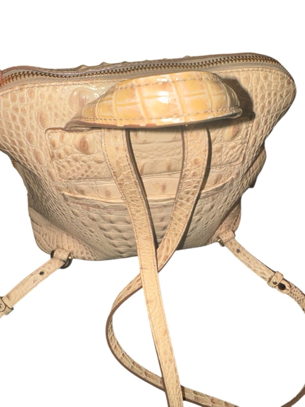 Brahmin Cream Croc-Embossed Leather Backpack with Gold Hardware - Picture 7 of 10